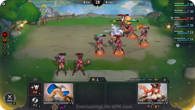 Combat auto-chess dans Everlusting Life